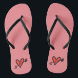 Personalized Black & Red Love Heart Flip Flops<br><div class="desc">Love heart wedding flip flops which can be personalized with the couple's initials.</div>