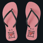 Personalized Black & Red Love Heart Flip Flops<br><div class="desc">Love heart wedding flip flops which can be personalized with the couple's initials.</div>