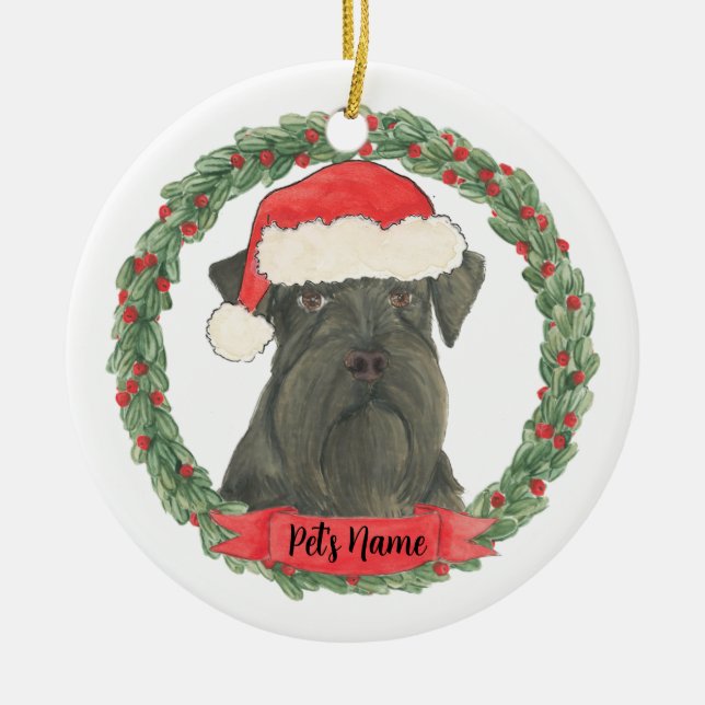 Personalized Black Schnauzer Ceramic Ornament (Front)