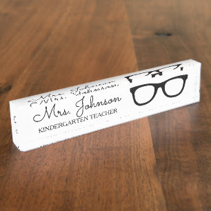 Personalized black school teacher glasses nameplate