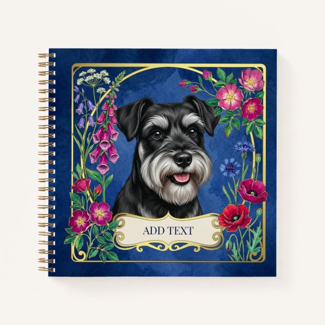 Personalized Black & Silver Schnauzer Notebook (Front)