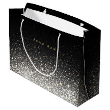 Personalized Black Sparkle Large Gift Bag