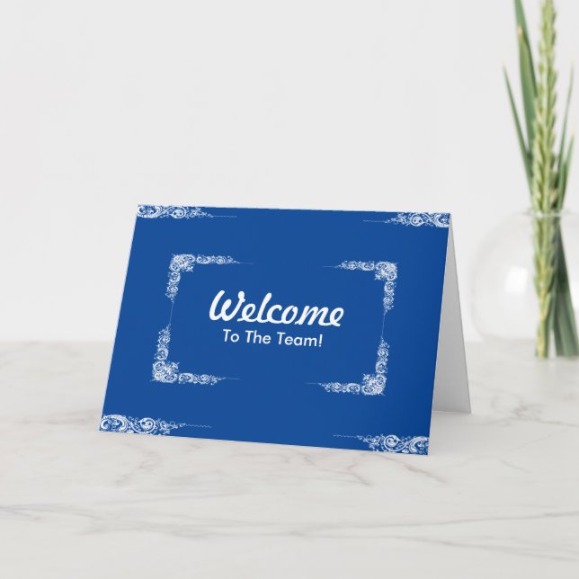 Personalized Black Swirl Border Welcome Card (Front)