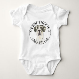 Personalized Black White Harlequin Great Dane Baby Bodysuit