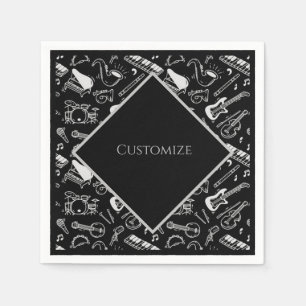 Personalized Black & White Instruments Napkin