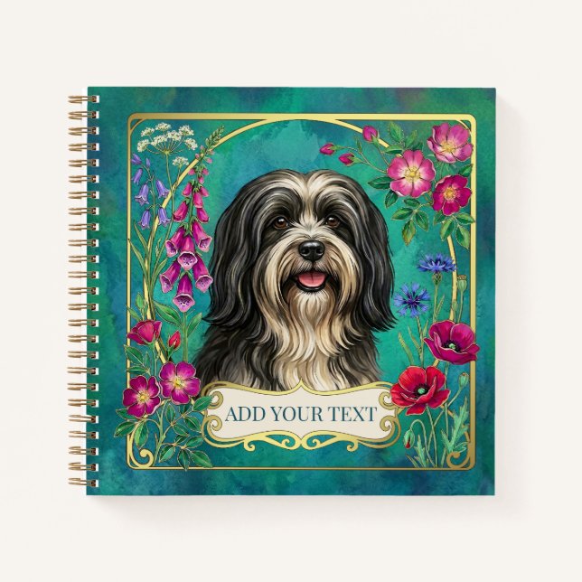 Personalized Black & White Lhasa Apso Notebook (Front)