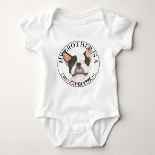 Personalized Black & White Pied French Bulldog Baby Bodysuit