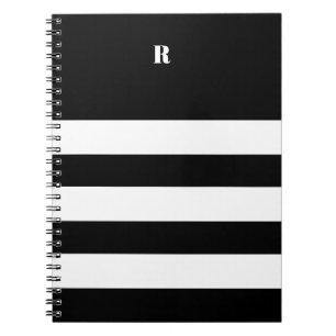 Personalized Black & White Striped Notebook