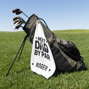 Personalized Black & White Text Best Dad By Par Golf Towel