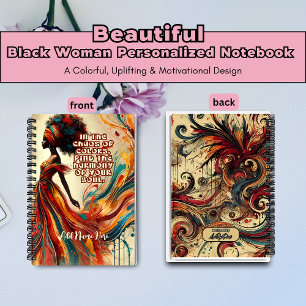 Personalized Black Woman Colorful Spiral Notebook