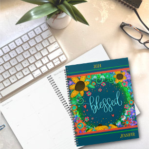 Personalized ‘Blessed’ Inspiring Pretty Floral Planner