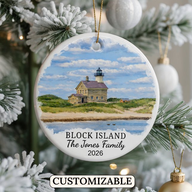 Personalized Block Island Ornament, Rhode Island Ceramic Ornament (Creator Uploaded)