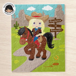 Personalized Blonde Cowgirl Jigsaw Puzzle