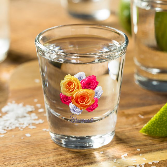 Personalized Blooming Roses Motif Shot Glass (Creator Uploaded)