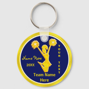 PERSONALIZED Blue and Gold Cheap Cheerleader Gifts Key Ring
