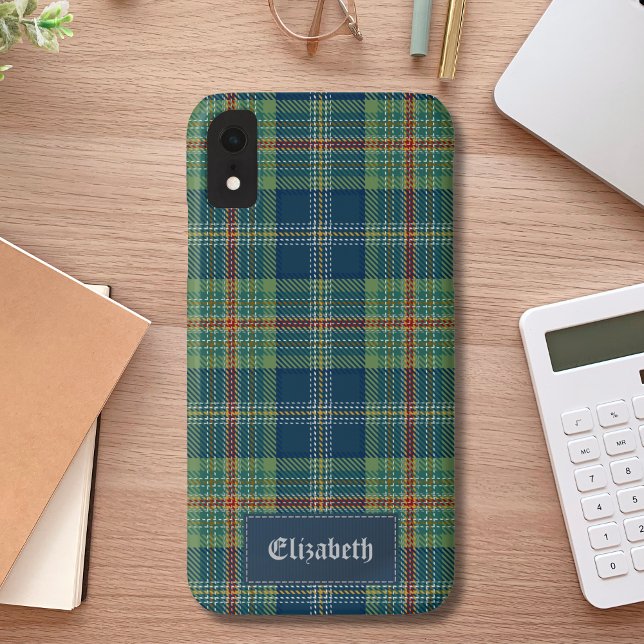 Personalized Blue and Green Tartan Pattern Case-Mate iPhone Case (Creator Uploaded)