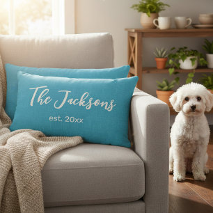 Personalized Blue and White Custom Name and Year Lumbar Cushion