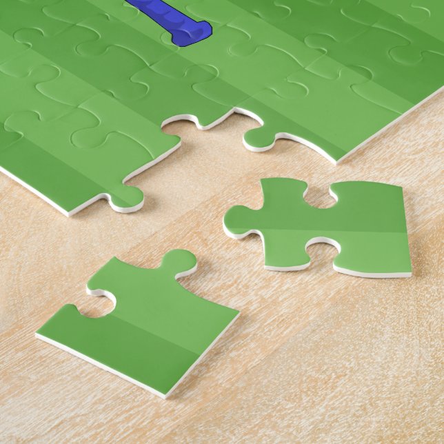 Personalized blue baseball jigsaw puzzle (Side)
