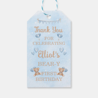 Personalized Blue Bear-y First Birthday Gift Tag