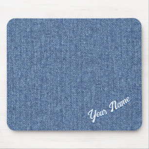 PERSONALIZED BLUE DENIM PATTERN MOUSE PAD