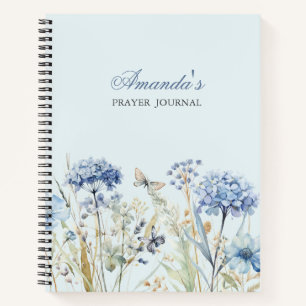 Personalized Blue floral Bible Verse  Notebook