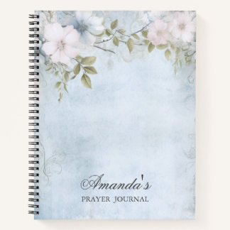 Personalized Blue floral Bible Verse  Notebook