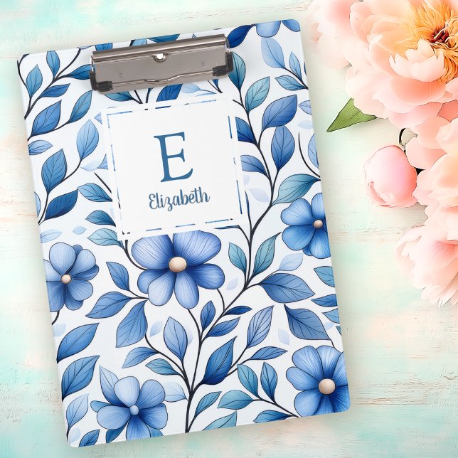 Personalized Blue Floral Clipboard (Creator Uploaded)