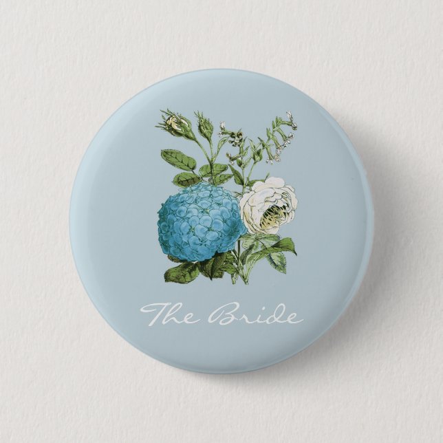 Personalized Blue Floral Hen Party Badges (Front)
