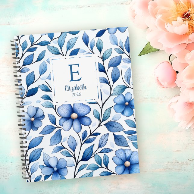 Personalized Blue Floral Monthly & Weekly Planner (Creator Uploaded)