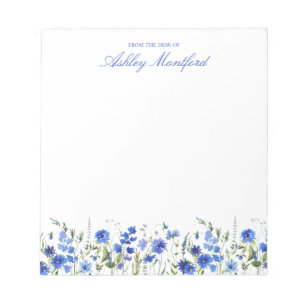 Personalized Blue Floral Notepad