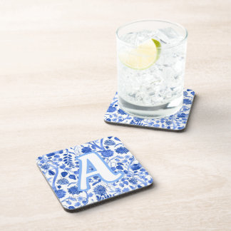 Personalized Blue French Toile A Coaster