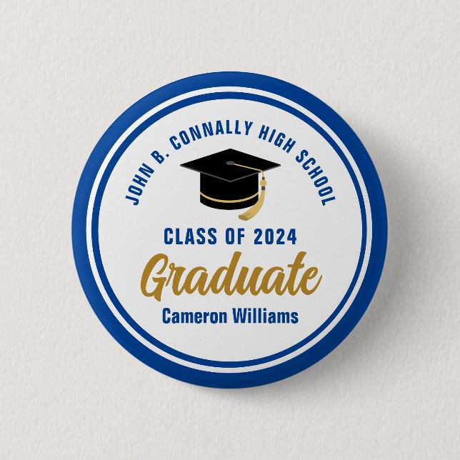 Personalized Blue Graduate 2026 Graduation Party 6 Cm Round Badge (Front)