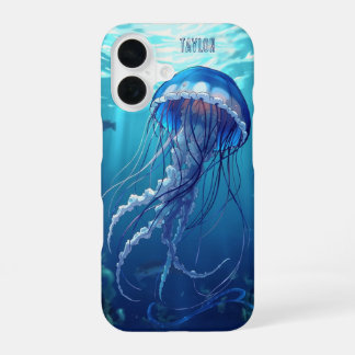 Personalized Blue Jellyfish Ocean iPhone 16 Case
