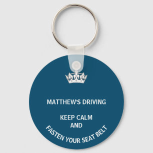 Personalized Blue Keep Calm Learner New driver Key Ring
