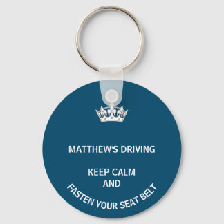 Personalized Blue Keep Calm Learner New driver Key Ring