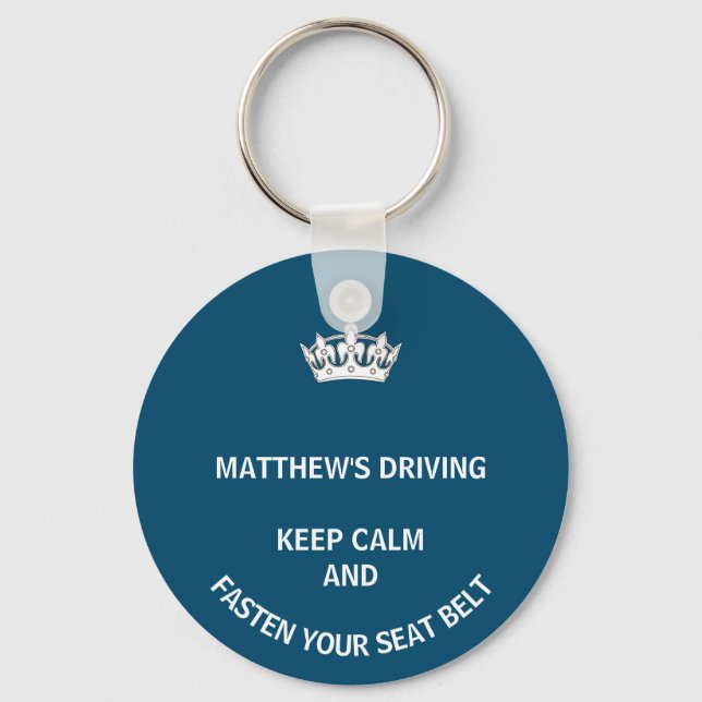 Personalized Blue Keep Calm Learner New driver Key Ring (Front)