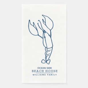 Personalized Blue Lobster - Beach House  Napkin