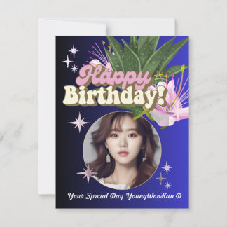 Personalized Blue Minimalist Photo Birthday Card