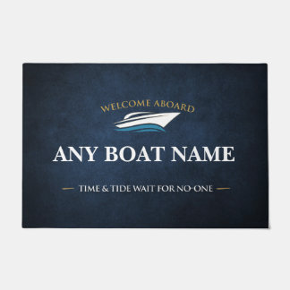 Personalized Blue Nautical Sailing Boat door mat