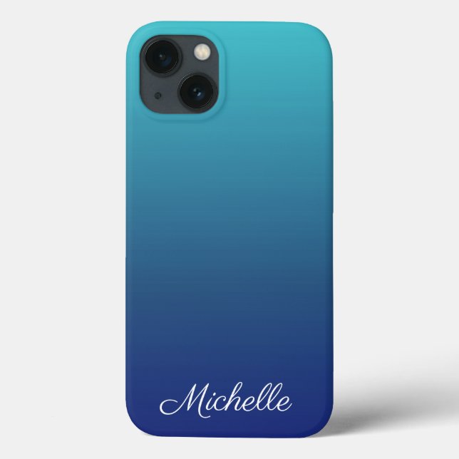 Personalized blue ombre gradient Case-Mate iPhone  Case-Mate iPhone Case (Back)