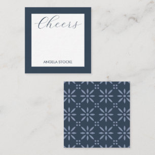 Personalized Blue Retro Flower Card