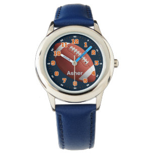 Personalized Blue Rugby Boys Learning Time Watch