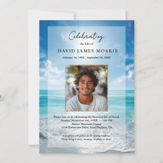 Personalized Blue Sky Funeral Invitation