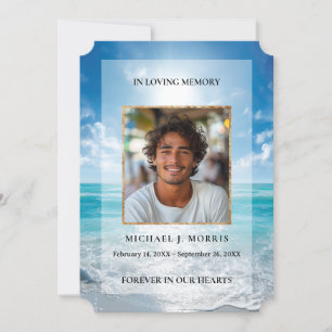 Personalized Blue Sky Funeral Photo Thank You Card