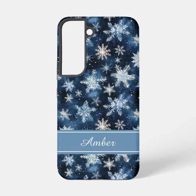 Personalized Blue Snowflake Phone Case (Back)