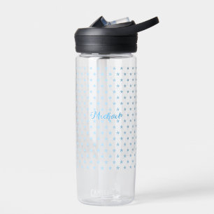Personalized Blue Stars Monogram Kids Boys Cool Water Bottle