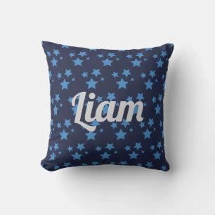 Personalized blue stars throw cushion