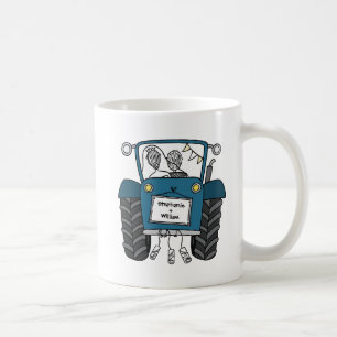 Personalized Blue Tractor Country Wedding Gift Coffee Mug