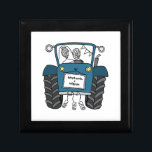 Personalized Blue Tractor Country Wedding Gift Gift Box<br><div class="desc">A tractor country farm wedding gift which can be personalized with both the couple's names.
If you would like to change the size or font of the names please click on the edit button to customize further.
The bunting in the tractor is in a subtle cream and white.</div>