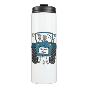 Personalized Blue Tractor Country Wedding Gift Thermal Tumbler